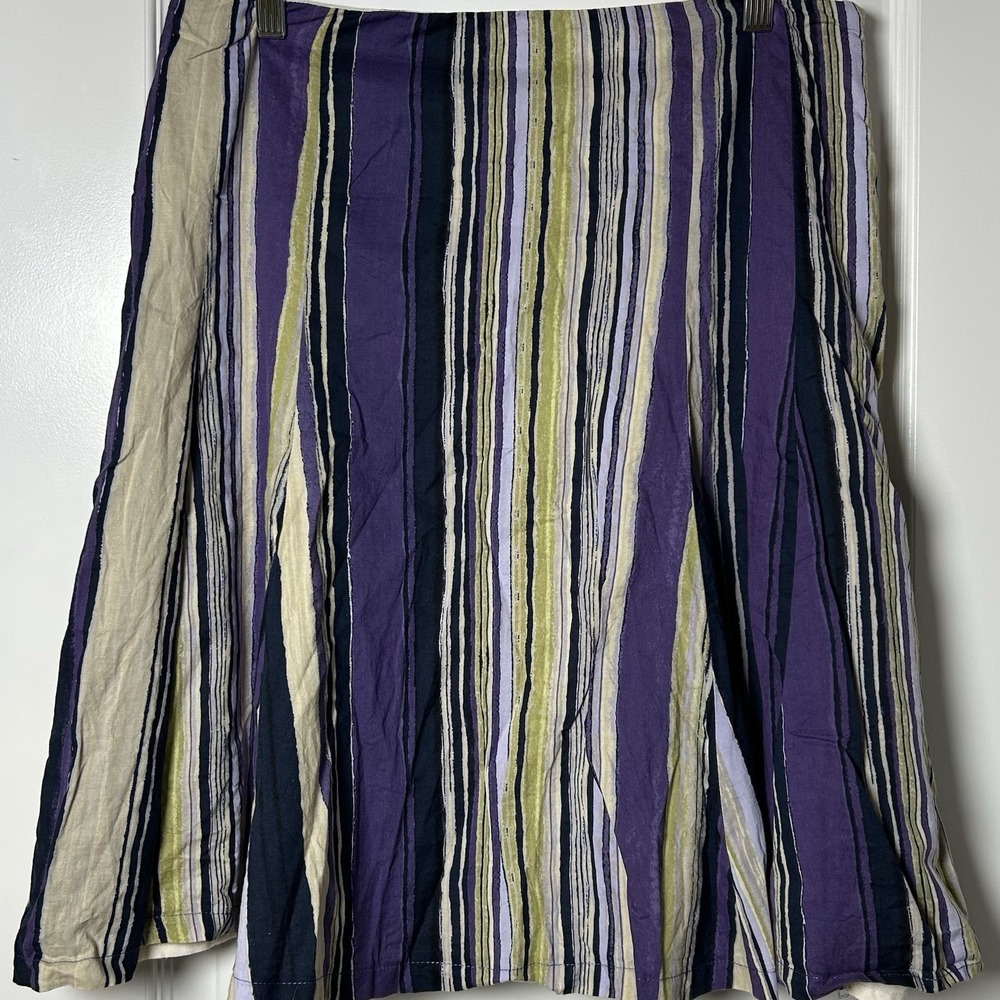 New York & Company Multicolor Vertical Stripe A-Line Skirt Boho Chic Artsy Style